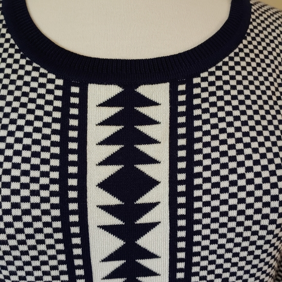 Nina Leonard Geometric Fit/Flare Dress - Size PL - Picture 5 of 6